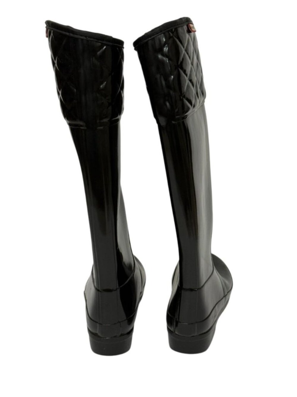 Hunter Women's Rigley Rubber Rain Boots Shiny Black Quilted Top Size 5 US/35 EU - Picture 5 of 16